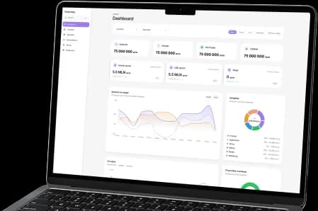 Дашборд ERP-системы на экране ноутбука