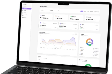 Дашборд ERP-системы на экране ноутбука